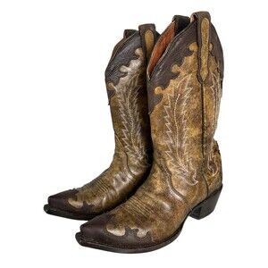 Nocona Boots Women's 5017 Dubay Brown Wing tip Leather Overlay Western  US 6.5